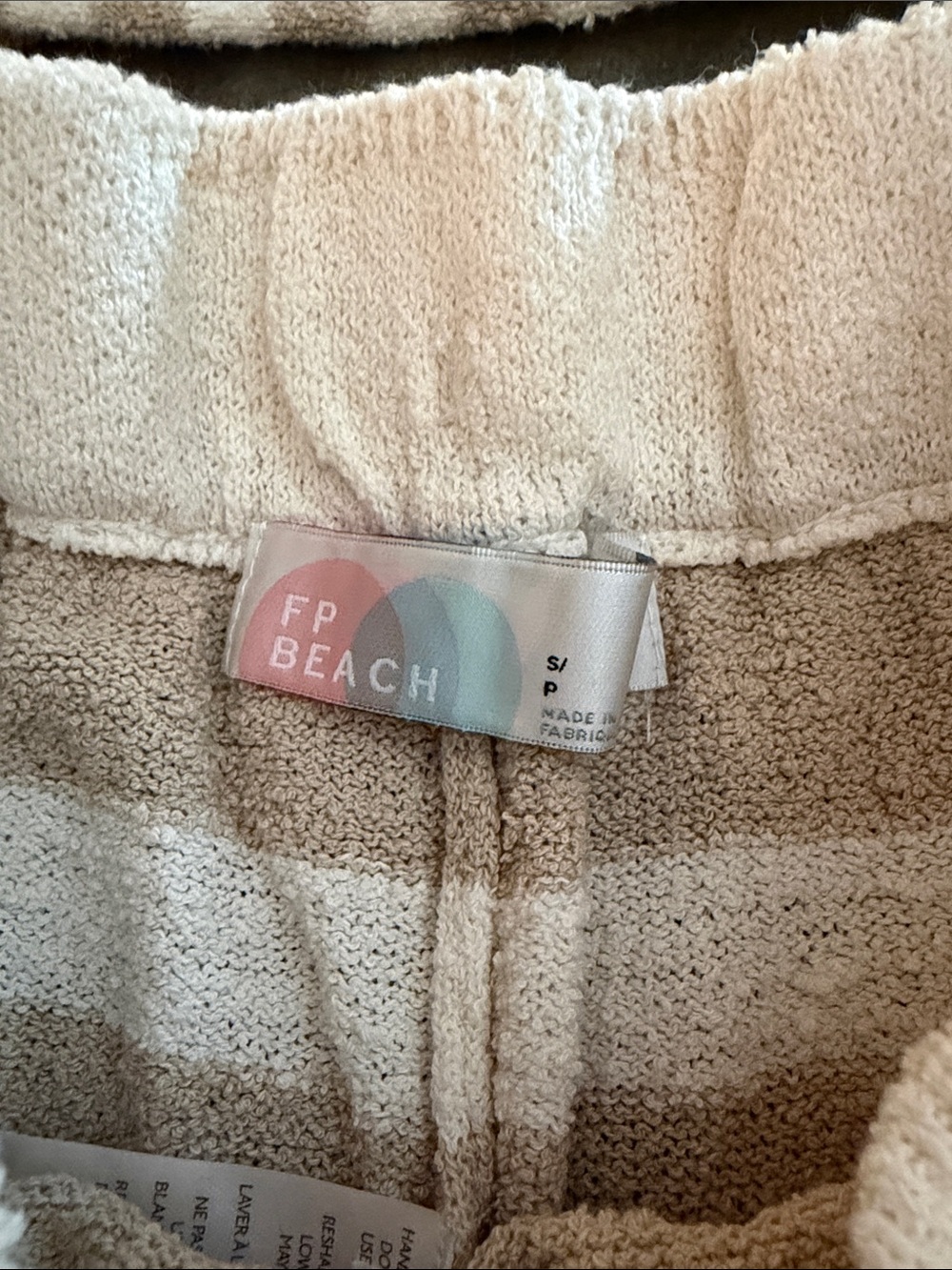 Free People Striped Cream & Tan Knit Wide-Leg Pants - Picture 3 of 3